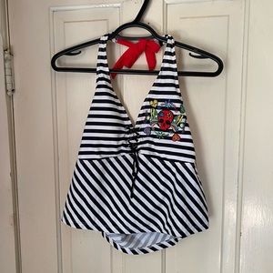 Skull striped halter swim top
